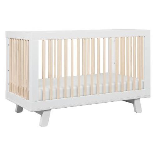 Babyletto Hudson 3-in-1 Convertible Crib with Toddler Rail - White/Washed Natural