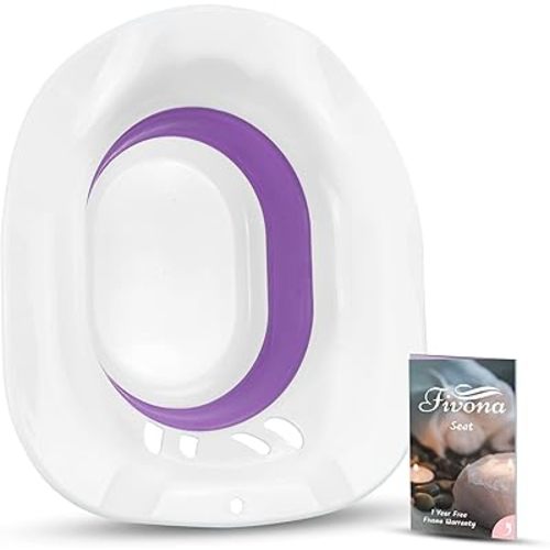 Fivona Sitz Bath for Toilet Seat Postpartum and Hemorrhoids Care - Yoni Steam Seat - Foldable Basin for Epsom Salt Soak - Portable Bidet BPA Free Temperature Resistant - Universal Fit