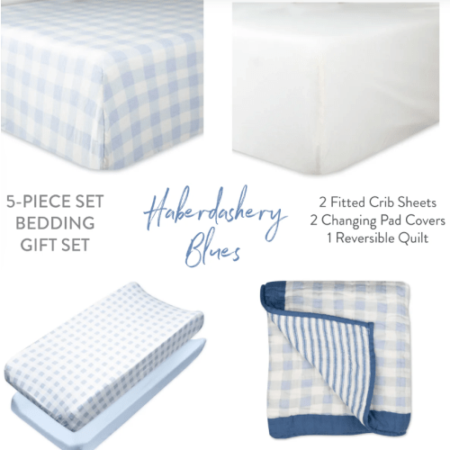 5-Piece NAP-TIME Organic Cotton Nursery Gift Set | Honest Baby Clothing - Haberdashery Blues