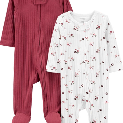 Simple Joys by Carter's unisex baby 2-pack 2-way Zip Textured Sleep and Play