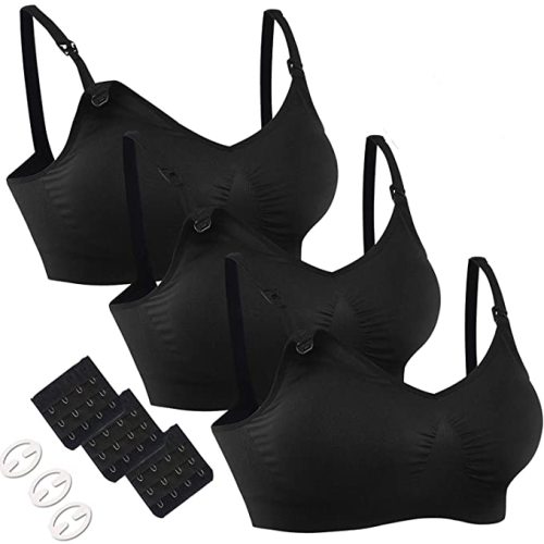 HOFISH 3PACK Full Bust Seamless Nursing Maternity Bras Bralette S-XXL with Extra Bra Extenders & Clips at Amazon Women’s Clothing store