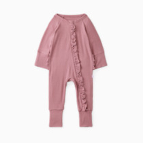 Little Sleepies Ruffle Zippy Footie - Rosewood, 0-3 M