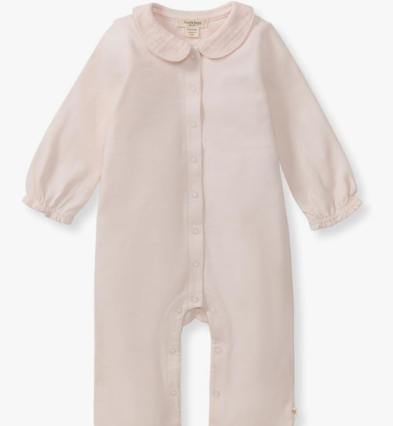 Burt's Bees Baby Girls Long Sleeve Jumpsuit with Collar, 100% Organic Cotton Romper One-Piece Outfit Coverall