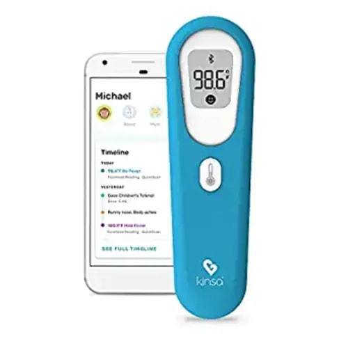 Kinsa QuickScan Non-Contact Smart Forehead Thermometer & App - Pairs with Smartphone to Track Family Health & Get Illness Guidance - Contactless, No Touch Thermometer FDA Cleared Adults & Kids