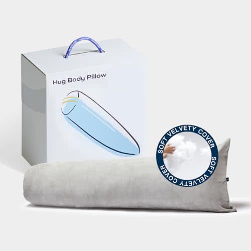 Vesta Hug Body Pillow, Cozy Velvety Cover, Ergonomic Twist Design for Shoulder, Back, and Leg Comfort, Perfect as Lumbar, Bolster, or Maternity Pillow, Generous Size for All - Cloud Grey (Pack of 1)