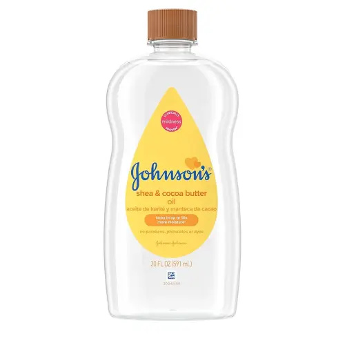 Johnson's Baby Oil, Mineral Oil Enriched with Shea & Cocoa Butter to Prevent Moisture Loss, Hypoallergenic, 20 fl. oz