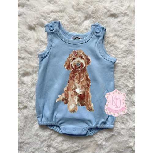 brown goldendoodle dog Bubble Romper