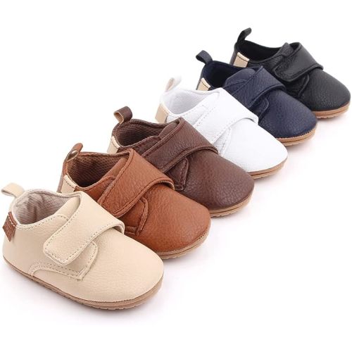 Meckior Infant Baby Boys Girls Classic PU Leather Wedding Loafers Brogue Toddler Oxford Dress Shoes First Steps Walking Flat Lazy Crib Shoe