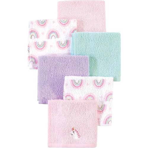 Luvable Friends Unisex Baby Super Soft Cotton Washcloths, Unicorn And Rainbow, One Size
