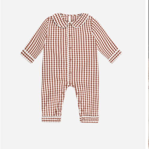 Baby Pajama Romper || Brick Gingham – Rylee + Cru