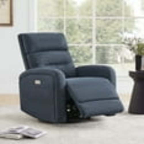 CHITA Power Glider Recliner Chair, 270° Swivel Recliner with USB Ports for Nursery, Fabric in Blue