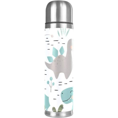 Stainless Steel Leather Vacuum Insulated Mug Dinosaur Baby Boy Thermos Water Bottle For Hot And Cold Drinks Kids Adults 16 Oz
