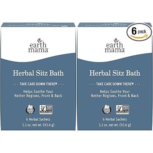 Earth Mama Herbal Sitz Bath | Pregnancy & Postpartum Essentials, Soothing Sitz Bath for Hemorrhoids with Witch Hazel, & Calendula, 6-Count (2-Pack)
