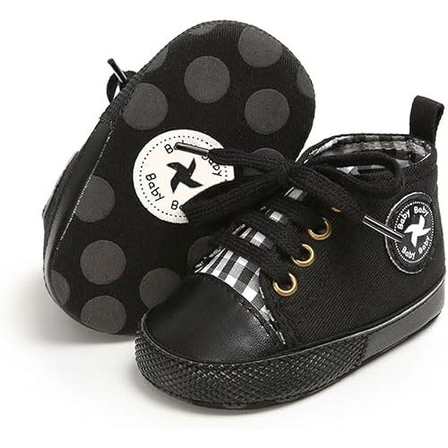 Baby Girls Boys Shoes Soft Anti-Slip Sole Newborn First Walkers High Top Canvas Denim Unisex Infant Sneaker