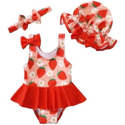 Saeaby Toddler Baby Girl Swimsuit Ruffled Bikini Tankini Swimsuit Infant Swimwear One Piece Bathing Suits for Girls