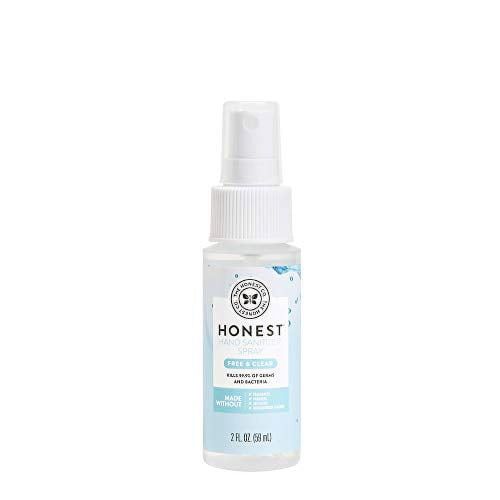 The Honest Company Plant-Based Hand Sanitizer Spray | Kills 99.9% of Germs | Hypoallergenic, Quick-drying + Moisturizing | Fragrance Free, 2 fl oz