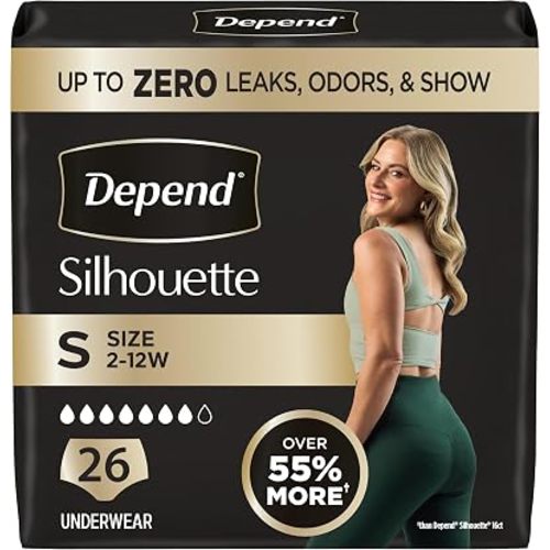 Depend Silhouette Incontinence Underwear for Women, Small, 26 Count