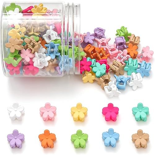 Mini Flower Hair Clips, Baby Hair Clips Mini Claw Clips Cute Jaw Clips Hair Pins Hair Barrettes Toddler Hair Accessories for Women Girls Kids Teens 100Pcs Colorful