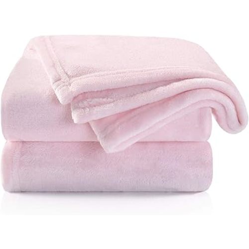TILLYOU Toddler Flannel Blanket - Warm Cozy Baby Blanket for Boys and Girls, Smooth Cute Lightweight Blanket for Bedding Crib Stroller, 40×50 inches, Pink