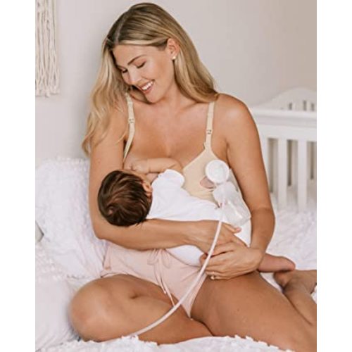 Kindred Bravely Sublime Hands Free Pumping Bra | Patented All-in-One Pumping & Nursing Bra with EasyClip - Regular - Large - Beige