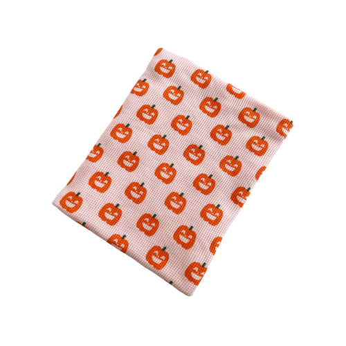 Organic Cotton Waffle Swaddle Blanket, Blush Jack-O-Lantern