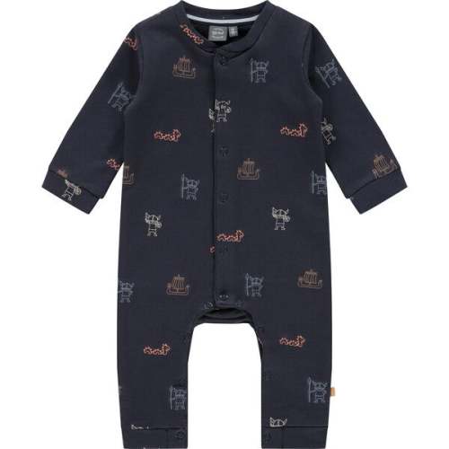 All-Over Viking Graphic Romper, Navy And Multicolors - Babyface Rompers | Maisonette
