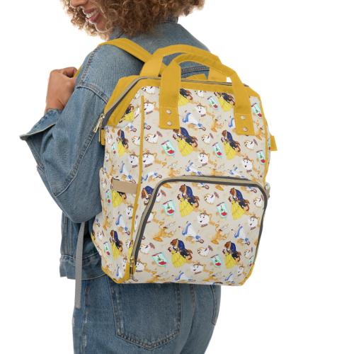 Beauty and The Beast Multi-Purpose Diaper Bag Backpack – Lightweight, Durable & Spacious Baby Travel Bag with Bottle Pockets