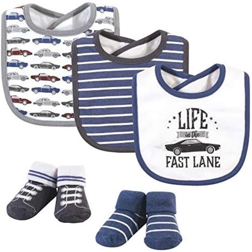 Hudson Baby Unisex BabyCotton Bib and Sock Set