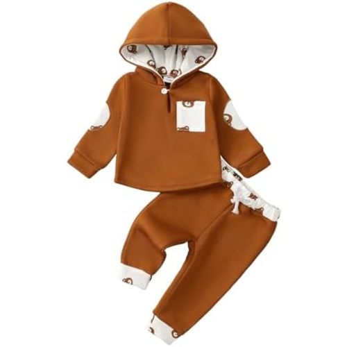 Toddler Baby Boy Clothes Infant Newborn Boy Outfit Long Sleeve Hoodie Sweatshirt Pants Fall Winter Clothes Set
