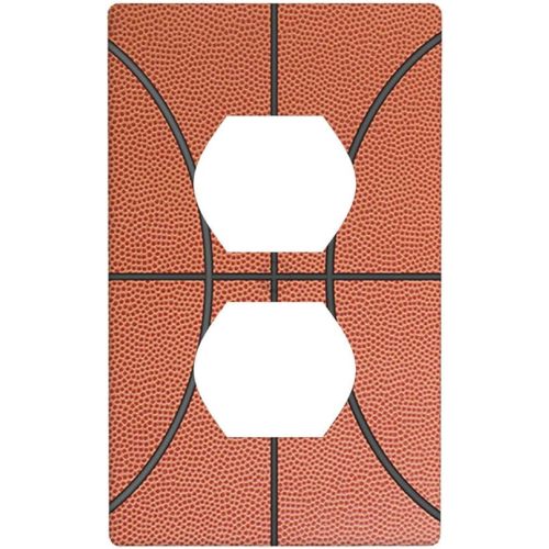 Basketball Lines Outlet Covers Black Stripes Ball Game Sports Orange 1-Gang Wall Plate Duplex Standard Receptacle Plug Cover Bedroom Bathroom