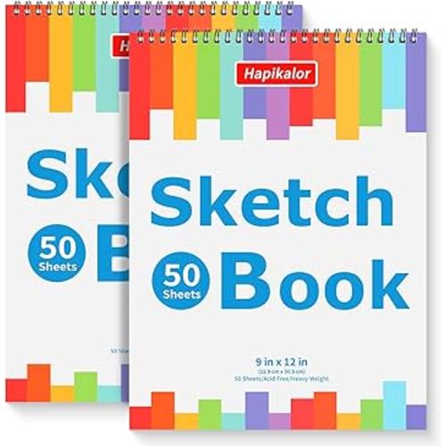 Amazon.com: 9" x 12" Sketch Book, 2-Pack 50 Sheets Spiral Bound Art Sketchbook, Acid Free Artist Drawing Book Paper, Art Supplies for Adults Kids, Craft Activities, Sketch Paper for Drawing Coloring Sketching : Arts, Crafts & Sewing