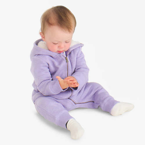 Baby teddy fleece-lined zip romper | Primary.com