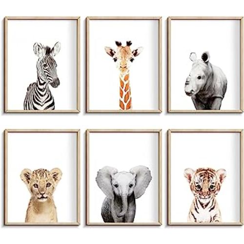 Nursery Baby Room Wall Art Decor, Jungle Nursery Baby Animals Nursery Decorations, Cute Nursery Safari Decor Baby Bedroom Decorate(8"x10", UNFRAMED)(Jungle)