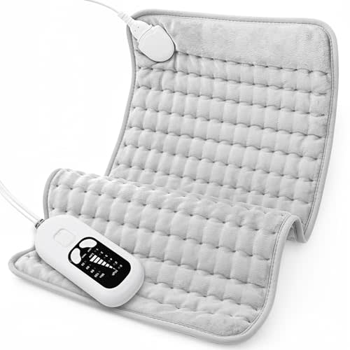Deepsoon Heating Pad,Electric Heating Pads for Back,Neck,Moist Heating Pad for Abdomen Shoulder Knee Legs,Dry/Moist Heat&Auto Shut Off,Fathers Day Dad Gifts for Men Birthday,White Gray,24x12 Inch