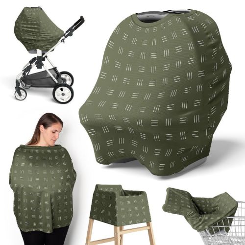 Sweet Jojo Designs Boy, Girl, Unisex/Gender Neutral 5-in-1 Multi Use Baby Nursing Cover Jungle Green and White