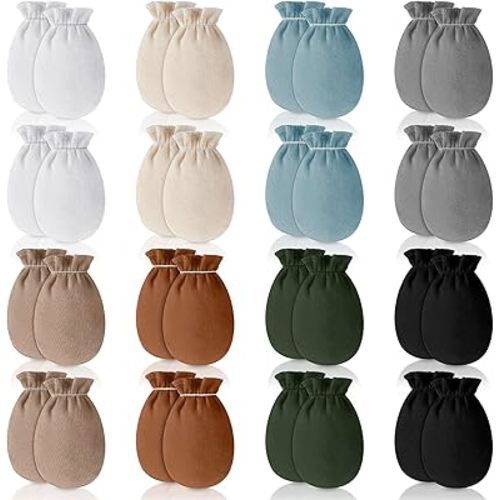 Coume 16 Pairs Newborn Baby Mittens No Scratch Gloves Preemie Mittens for 0-6 Months Boys Girls