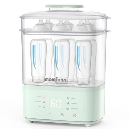 Momfann Bottle Sterilizer and Dryer, 8-in-1 Electric Steam Sterilizer for Baby Bottles, Baby Items & Breast Pump Accessories (Green)
