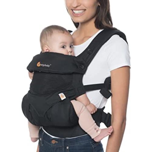 Ergobaby 360 All-Position Baby Carrier with Lumbar Support (12-45 Pounds), Onyx Black, Cool Air Mesh 1 Count (Pack of 1)