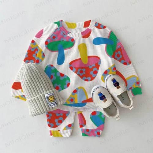 Baby Waffle Colorful Mushroom 2-piece Set