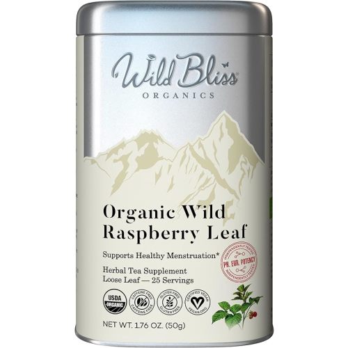Wild Bliss Organic Red Raspberry Leaf Tea Pregnancy and Menstrual Support - Loose Leaf Herbal Tea - 1.76 Oz - 25 Servings