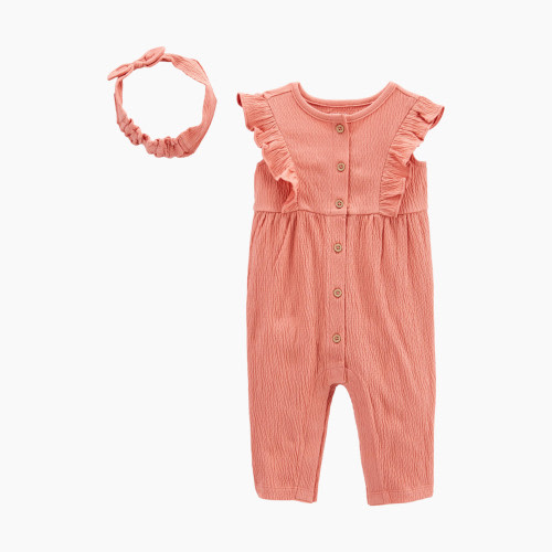 Carter's 2-Piece Jumpsuit & Head Wrap Set - Pink, Nb