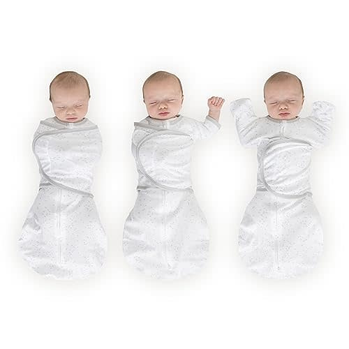 Amazing Baby Omni Swaddle for Newborn - Transitional With Wrap & Arms Up Sleeves & Mitten Cuffs, Easy Transition Sleep Sack, Sterling Confetti, Small, 0-3 Months