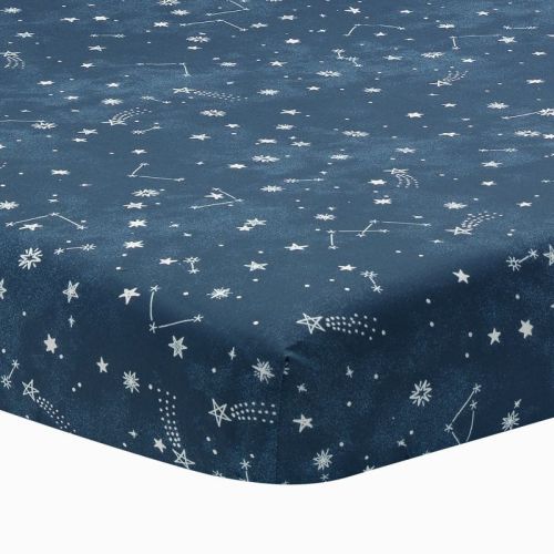Lambs & Ivy Sky Rocket Blue Stars/galaxy/space 100% Cotton Fitted Crib Sheet