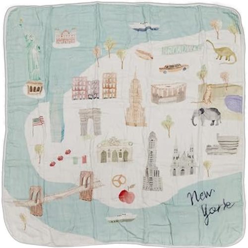 Loulou Lollipop Bamboo Cotton Muslin Quilt Blanket 47' x 47' - New York City