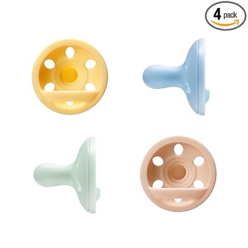 Tommee Tippee Breast-Like Pacifier, Lightweight, One-piece Silicone Design, Symmetrical Nipple, 0-6m, 4 Pack