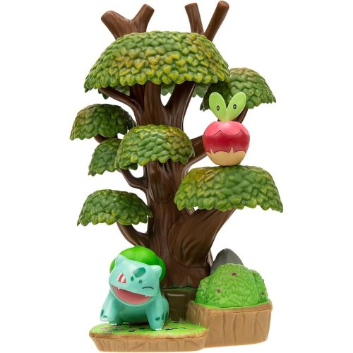 Pokémon Select Forest Environment - Multi-Level Display Set with 2-Inch Bulbasaur and Applin Battle Figures