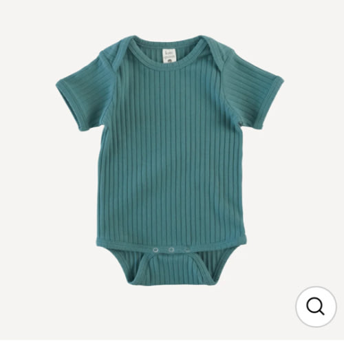 short sleeve lap neck bodysuit | sea pine | organic cotton wide rib
