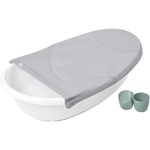 Ingenuity Room to Soak 4-in-1 Baby Bath Tub, Newborn to Toddler, Adjustable Full Coverage Sling, Supportive Seat, Includes 2 Pour & Rinse Cups, Easy Release Drain Plug, 0M+