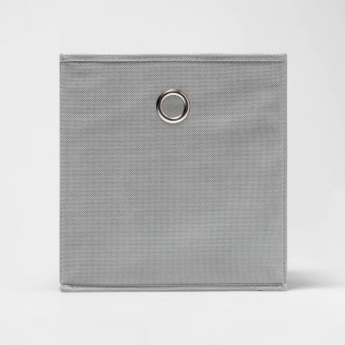 11" Fabric Bin Bundle 4pk Gray - Room Essentials™: Cube-Shaped Organizer, Metal Accents, Folds Flat