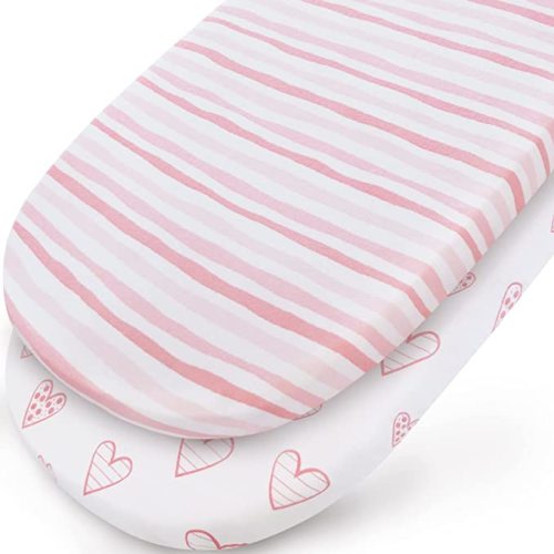 Amazon.com : Bassinet Sheets Fit for Halo, Dream on Me, Ingenuity, Fisher Price, Delta, Graco and Other Oval Bassinet Mattress 2 Pack, 100% Fitted Jersey Knit Cotton Sheets, Pink Print for Baby : Baby